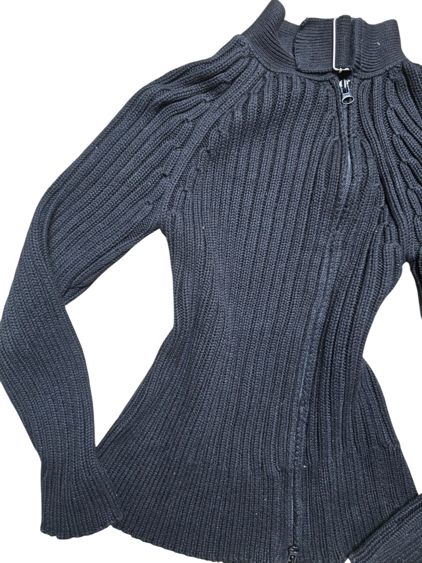 Y2k vintage softgrunge ribbed asymetric zip sweater