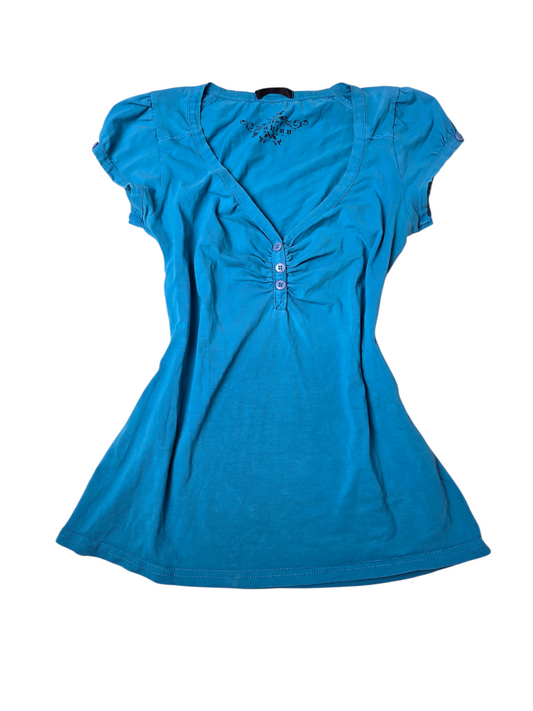 00s vintage blue button up top - zimfriperie