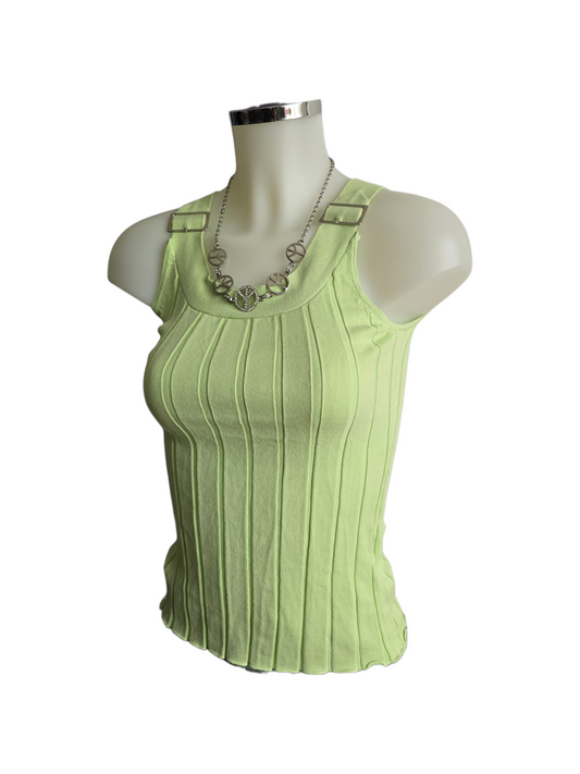 00s vintage green ribbed fitted top
