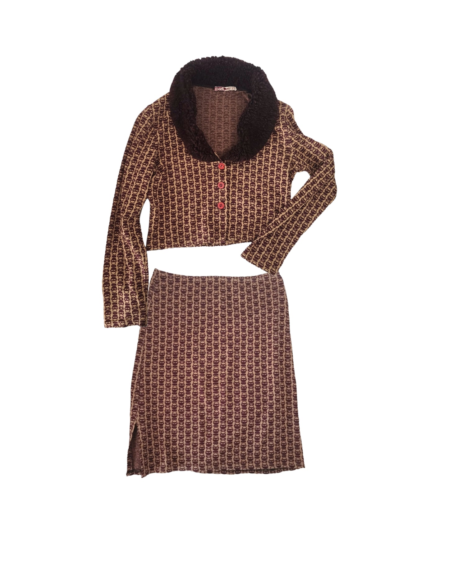 Y2k printed brown set