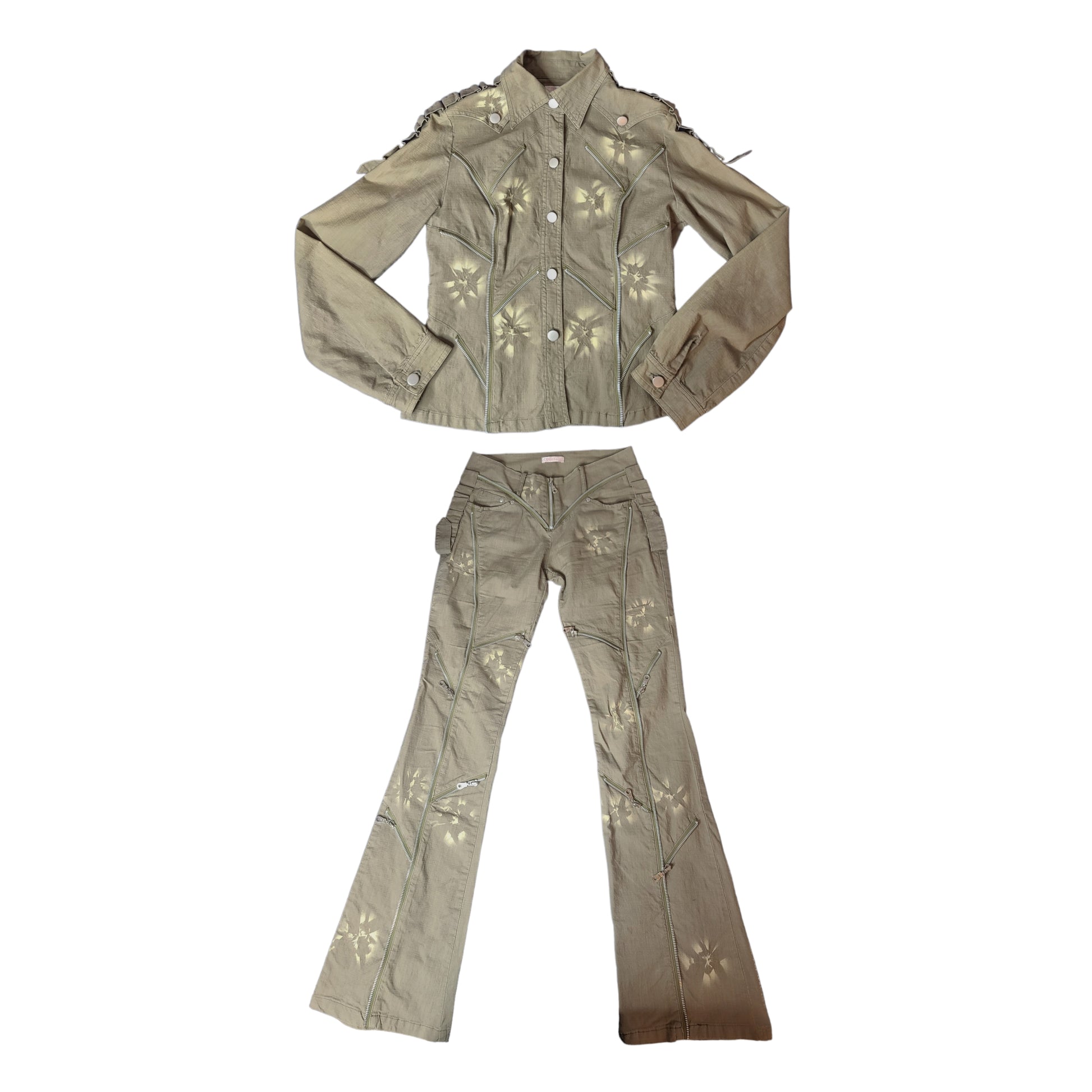 Cybery2k vintage grunge kaki denim set