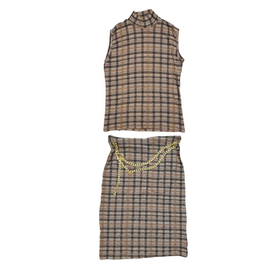 Mcbling y2k plaid set shinny vintage mini skirt top printed downtown british preppy old money