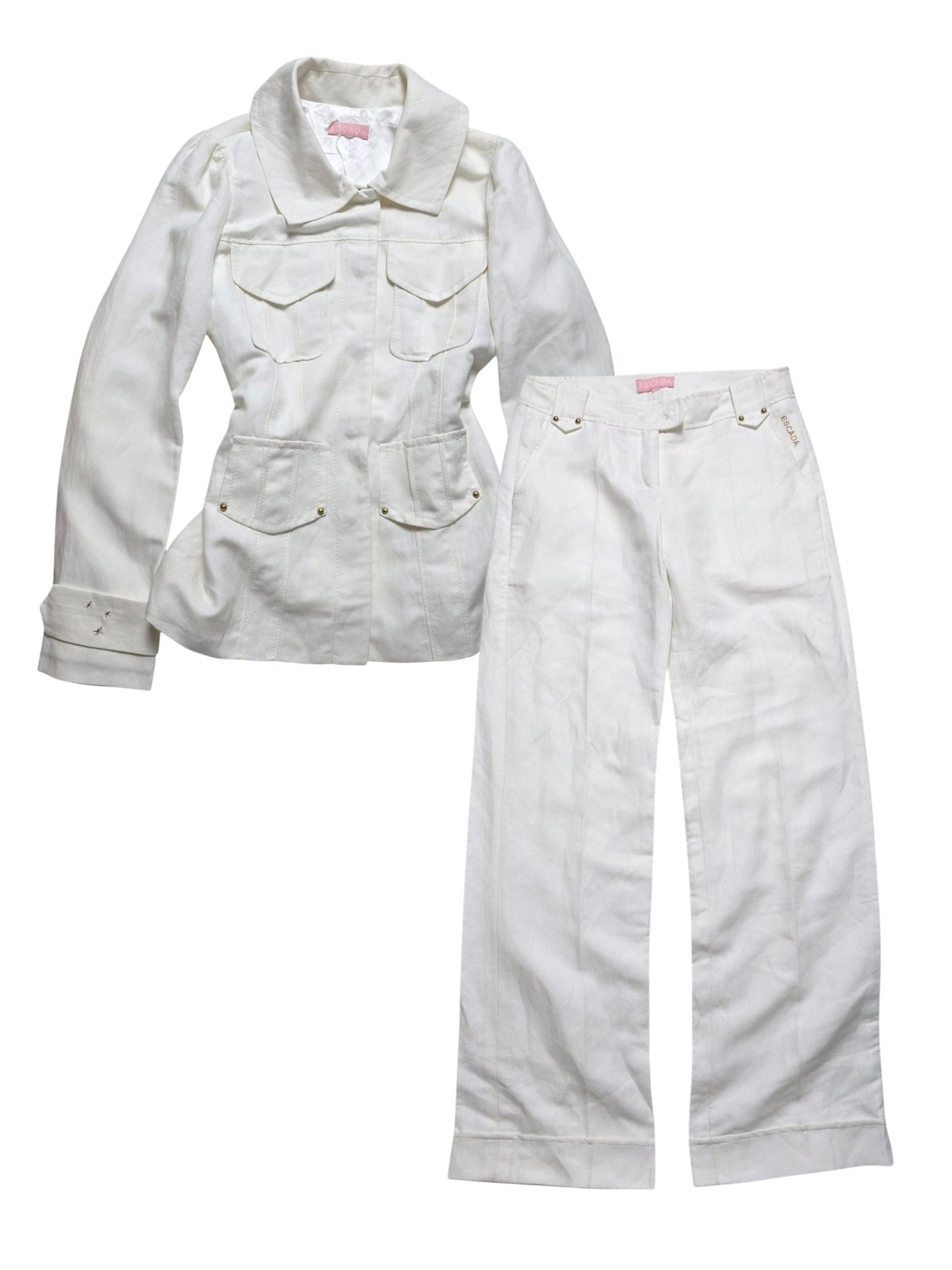 Vintage Escada bohemian white set jacket + pants 