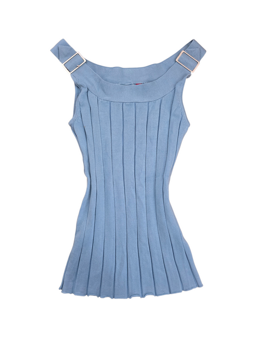 00s blue ribbed fitted top