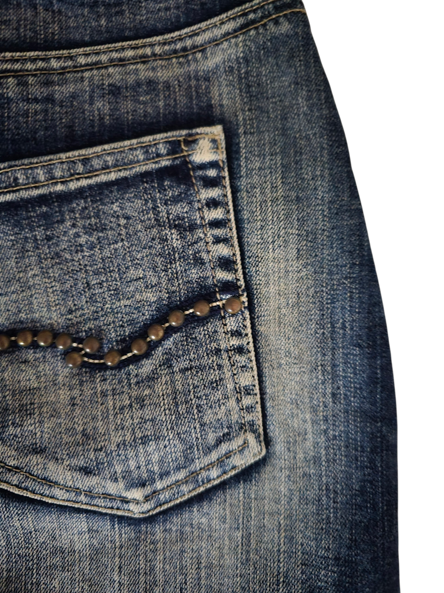 2000s vintage denim cowgirl boho studded skirt