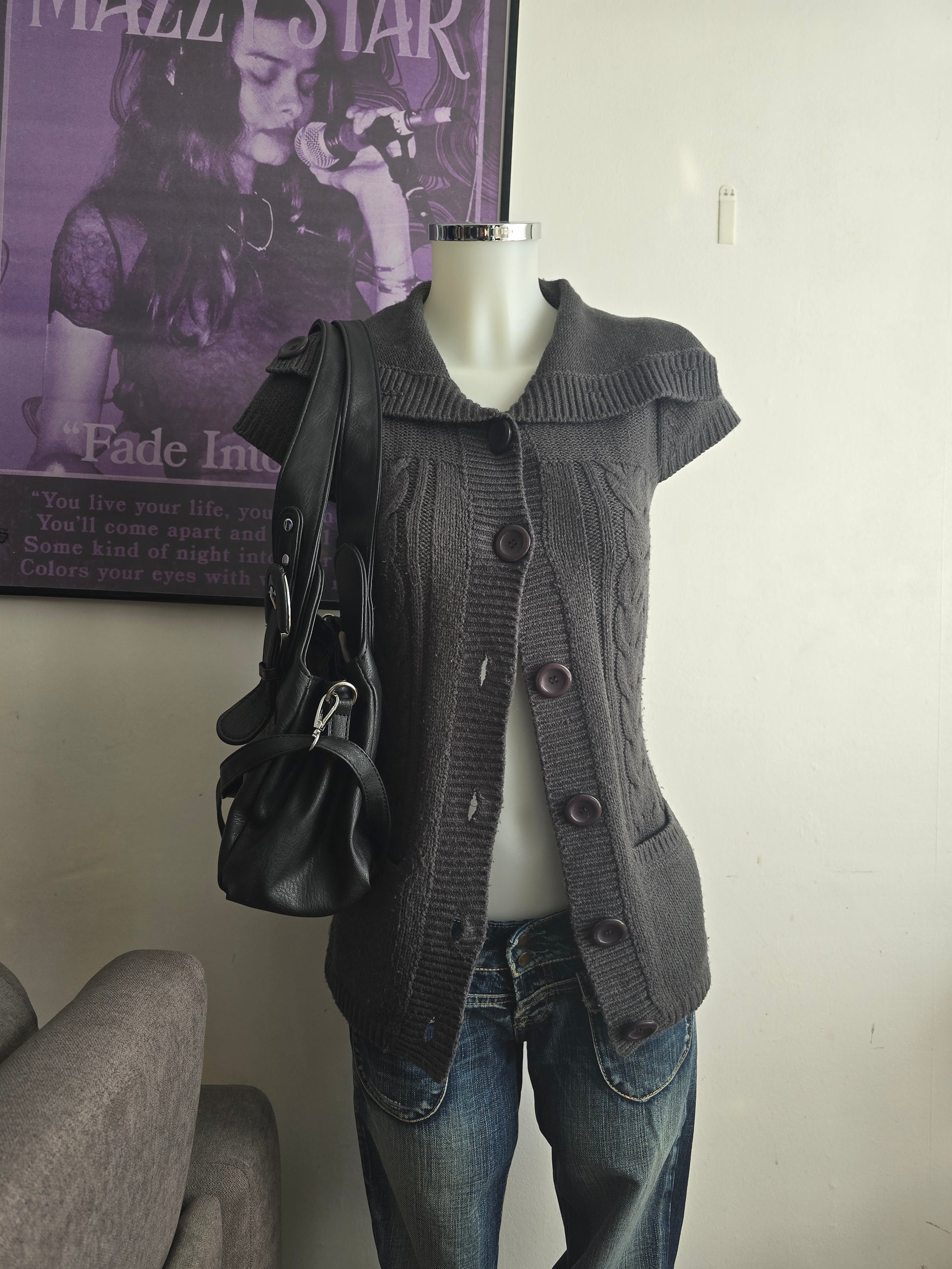 00s vintage coquette downtown girl ribbed sweater cardigan fragile english woman