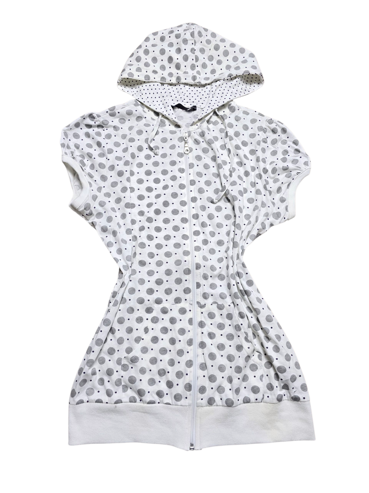 00s vintage flirty polka dots hoodie zip sweater