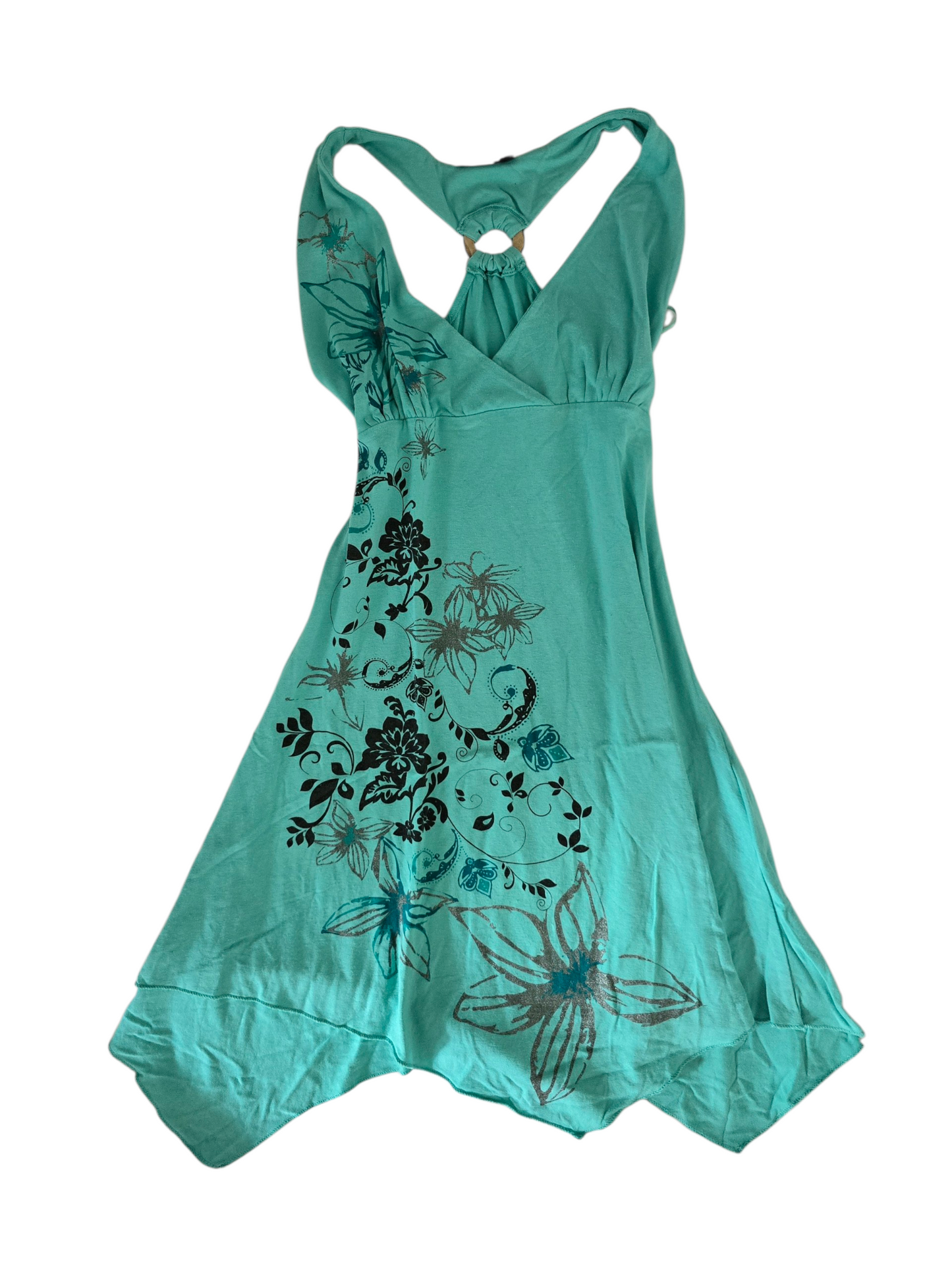 2000s vintage fairy bro hoe teal asymetric dress