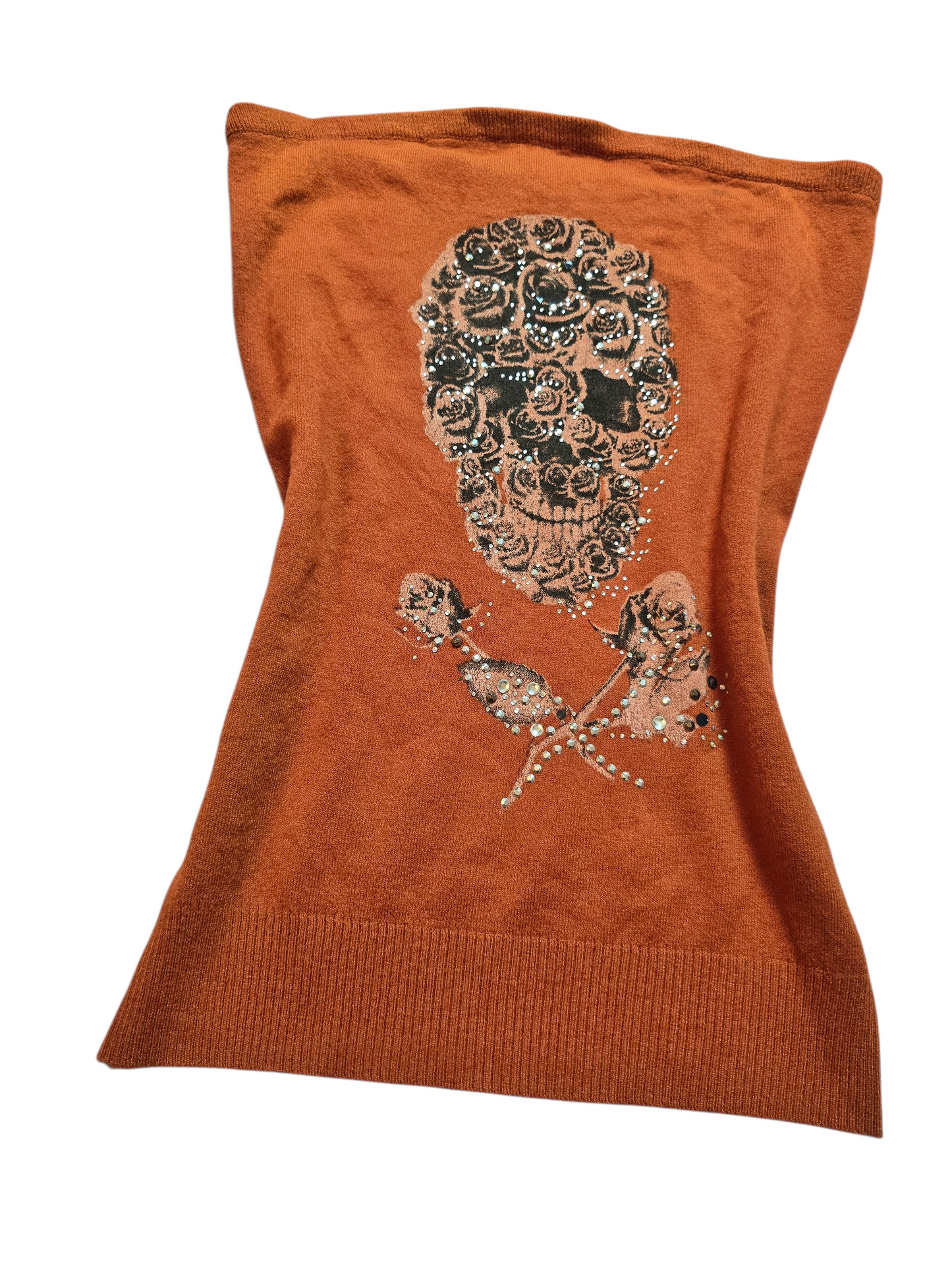 2010 vintage indiesleaze strass skull off shoulder top - zimfriperie