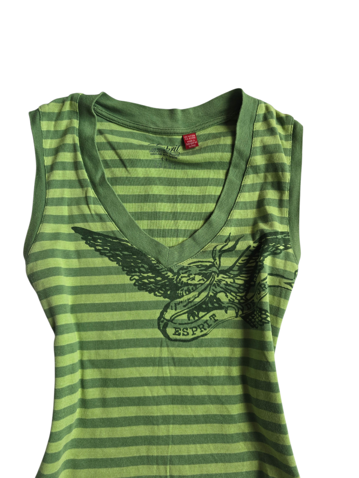 2000s vintage indie sleaze striped green top