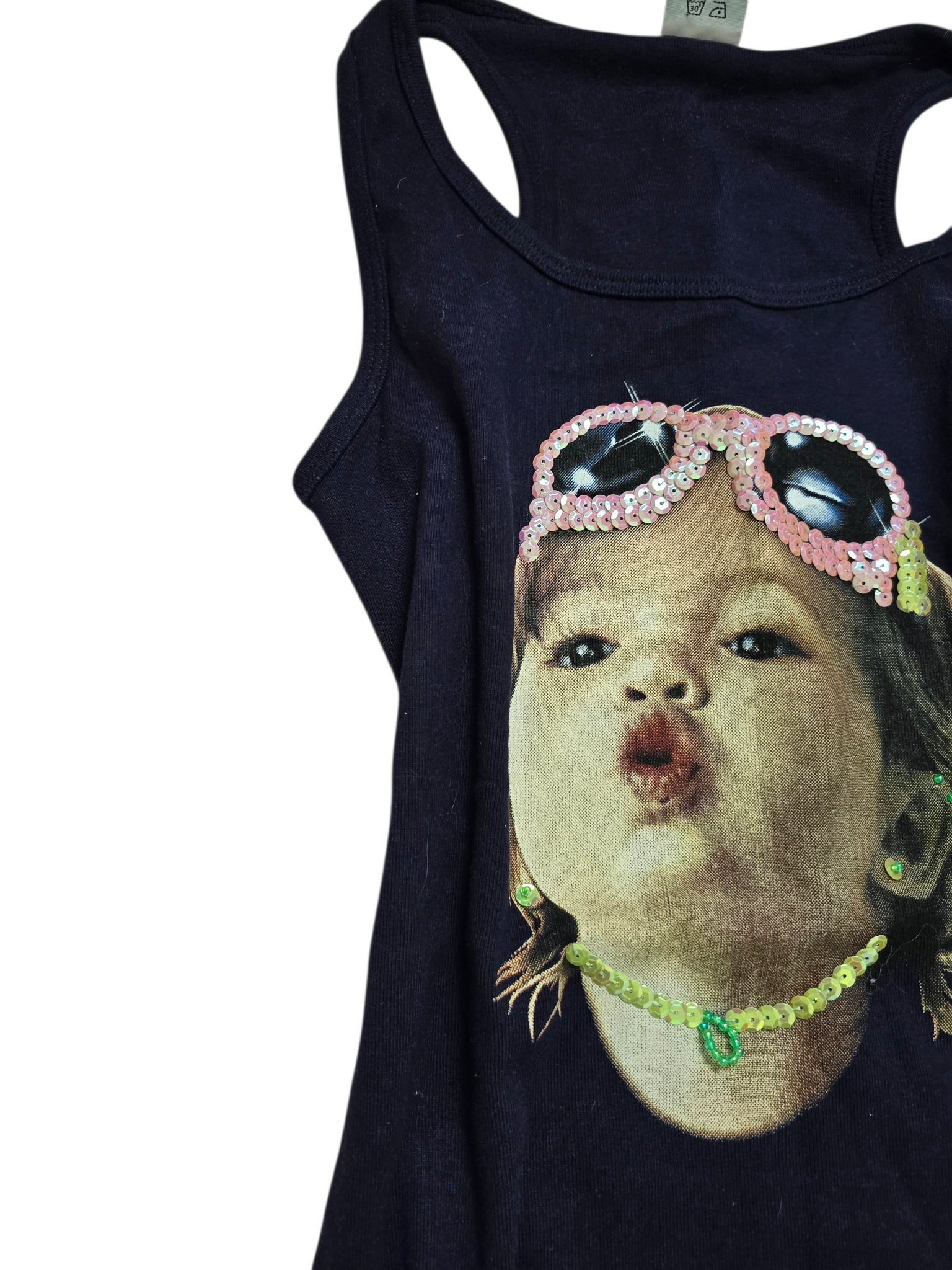 00s vintage indie sleaze printed baby sequin top - zimfriperie