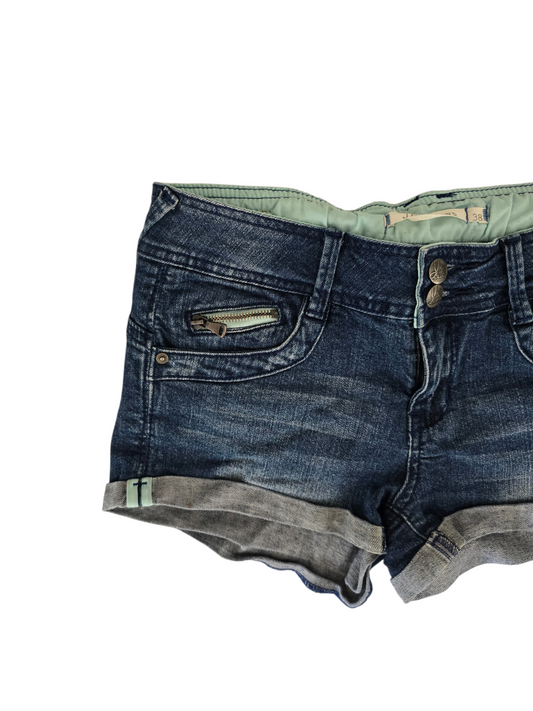 2000s vintage indie sleaze teal rise denim short - zimfriperie