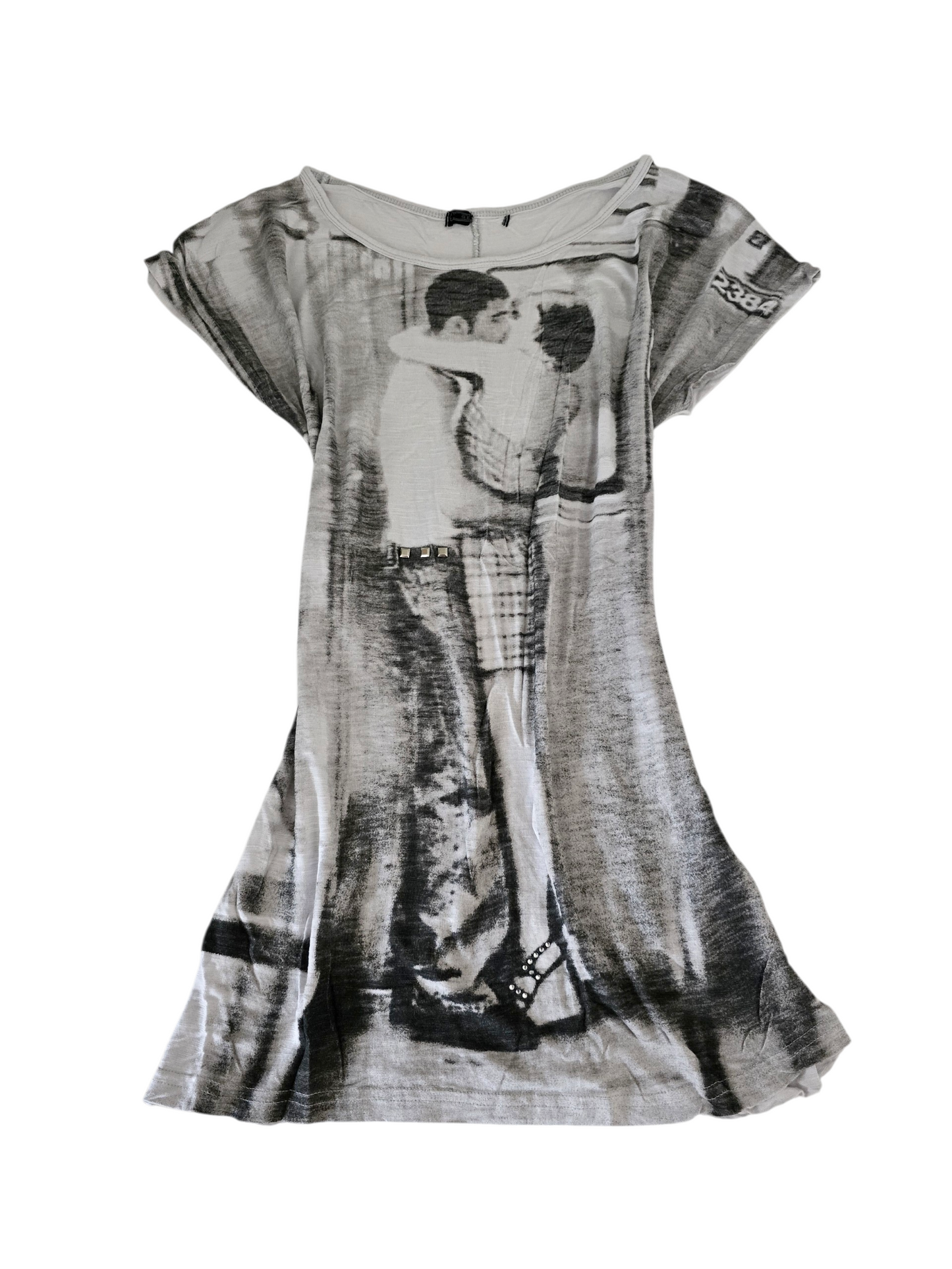 2000s vintage indie sleaze printed top