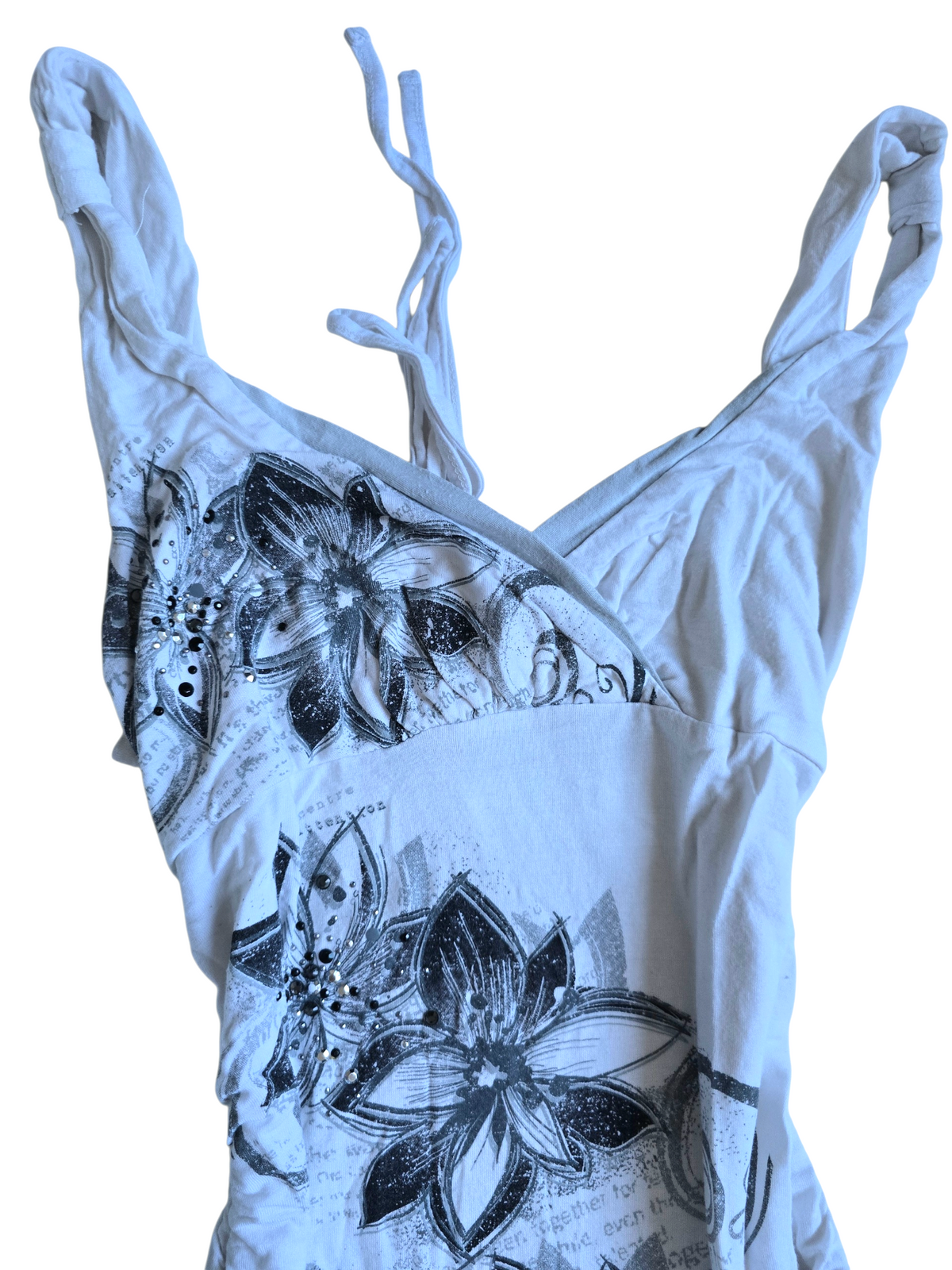 2000s vintage bro hoe rhinestone babydoll top