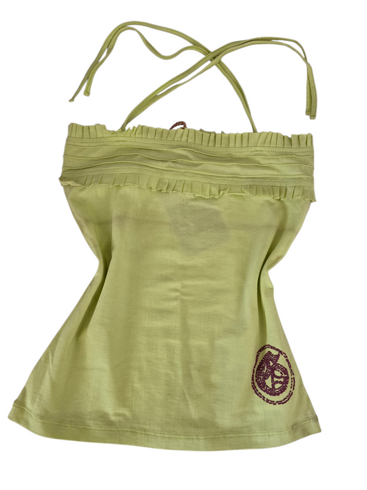 2000s vintage fairy boho green backless top