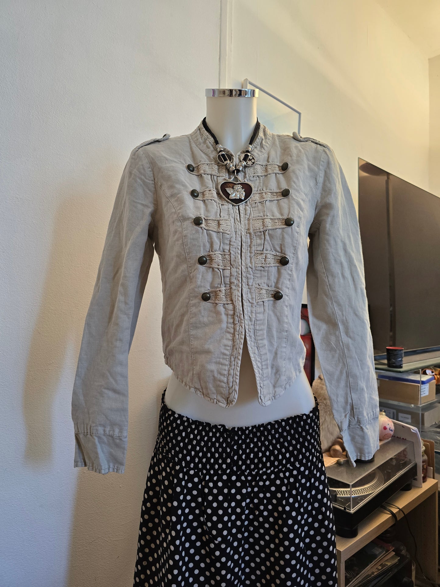 Y2k vintage indiesleaze officer linen jacket