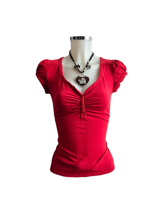 00s vintage red button-up top