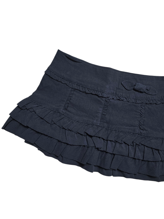 00s vintage dark coquette ruffled mini skirt