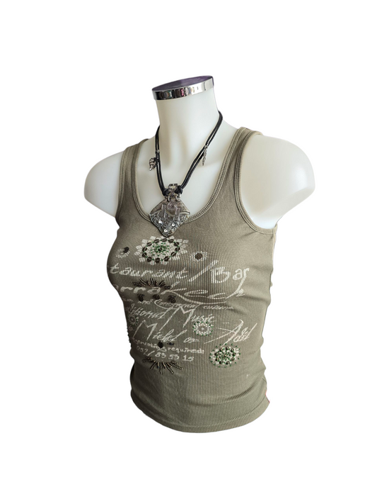 90s vintage bohemian ribbed top