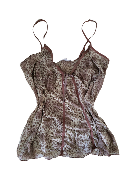2000s vintage gyaru leopard babydoll top - zimfriperie