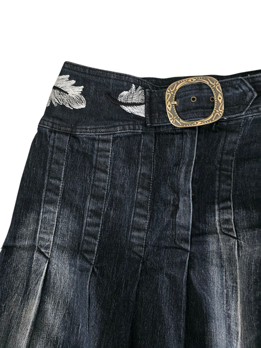 90s vintage boho denim skirt