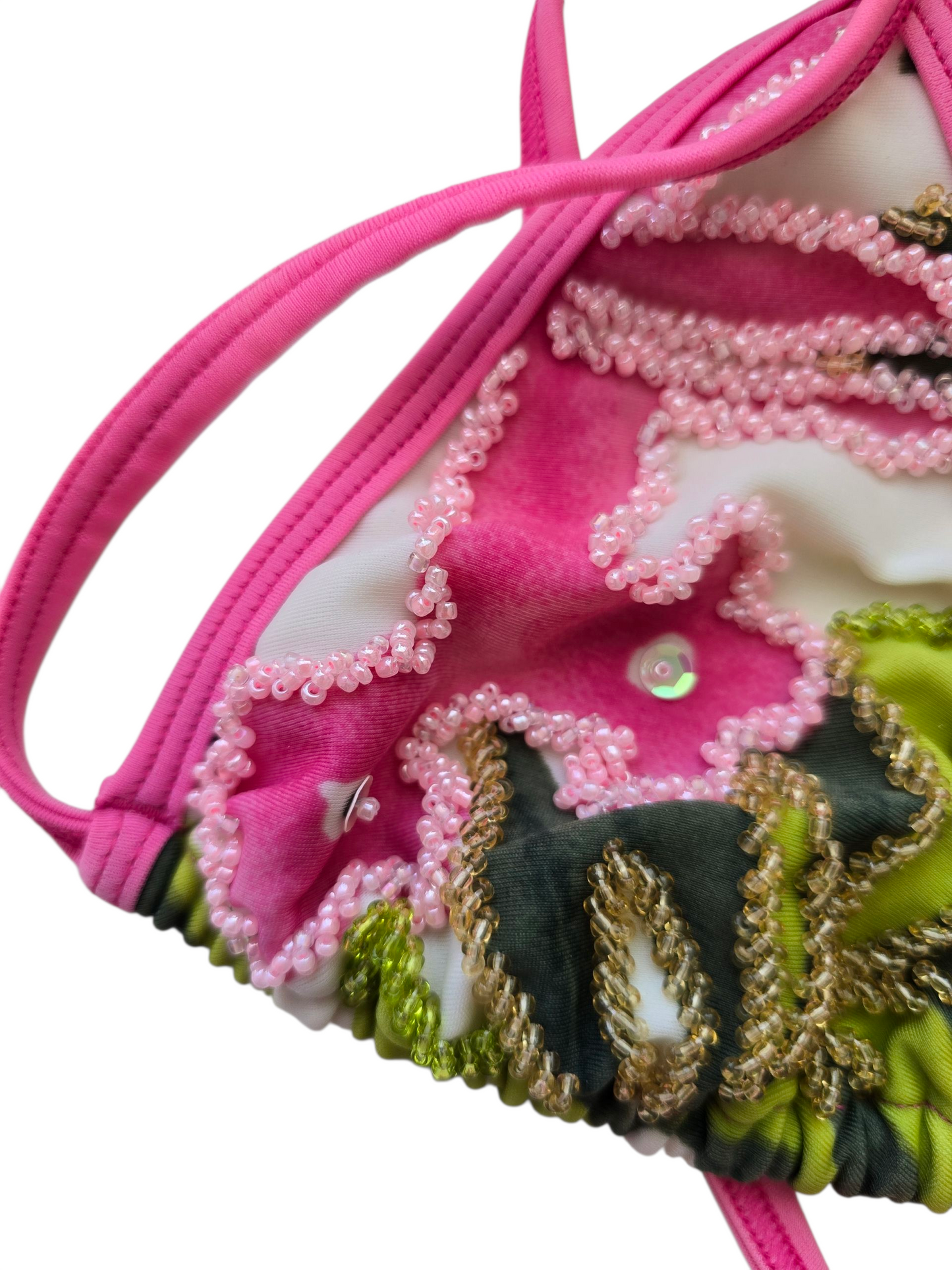 Y2k ibiza sequin pearl flowers swimsuit bikini