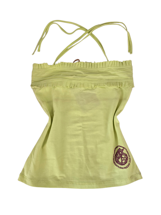2000s vintage fairy boho green backless top