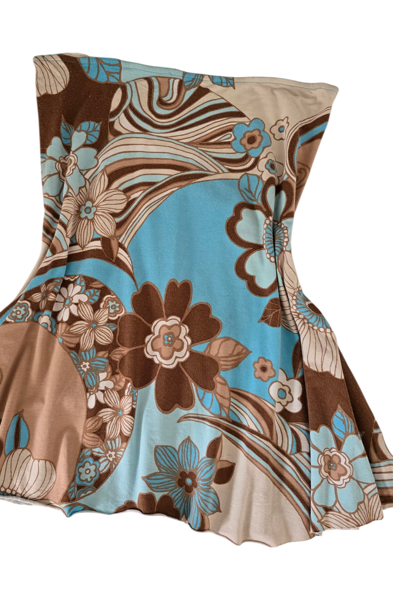 2000s vintage whimsical flowers strapless babydoll top