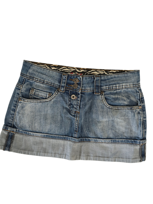 2000s vintage mcbling low rise denim mini skirt - zimfriperie