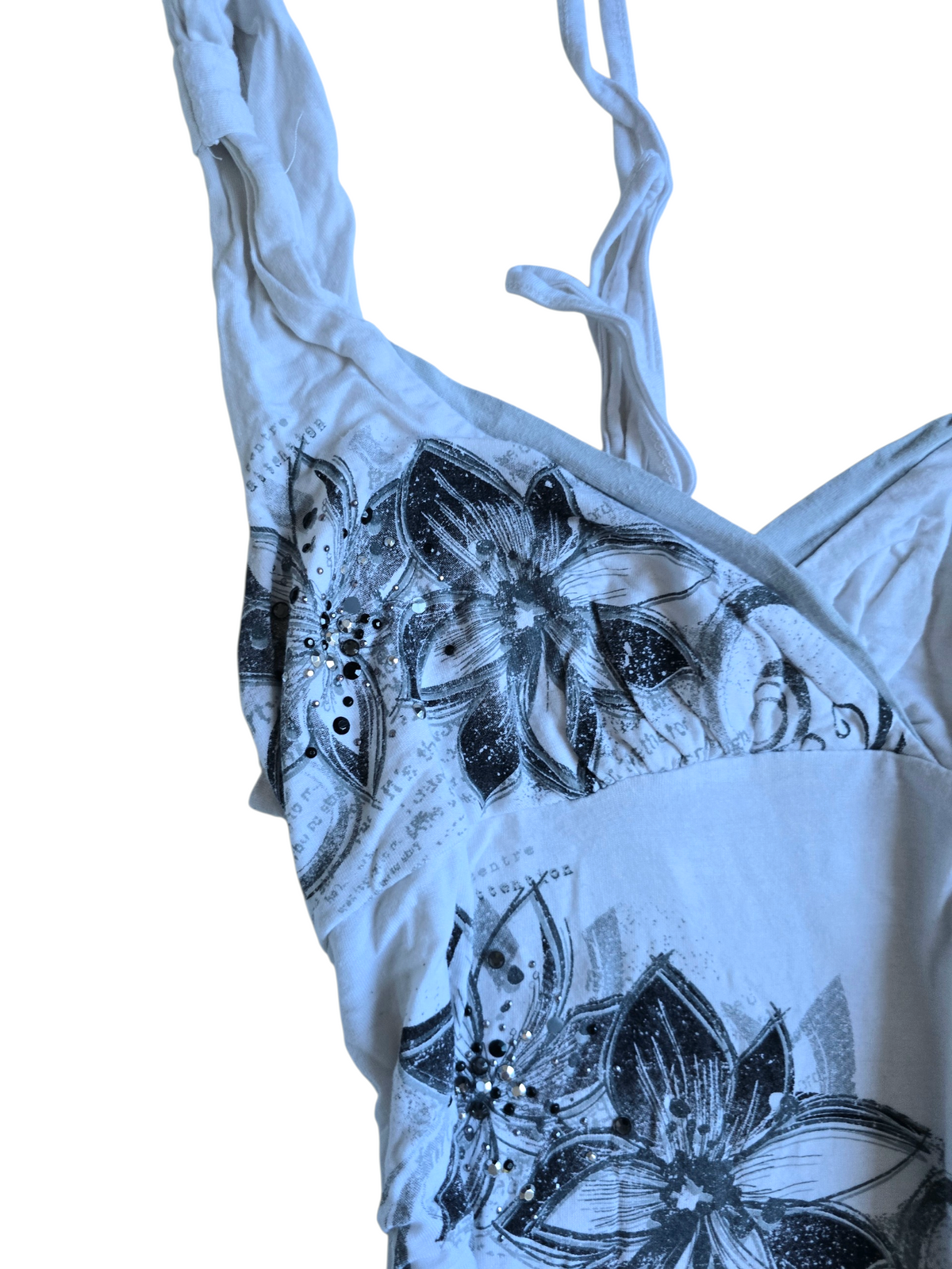 2000s vintage bro hoe rhinestone babydoll top