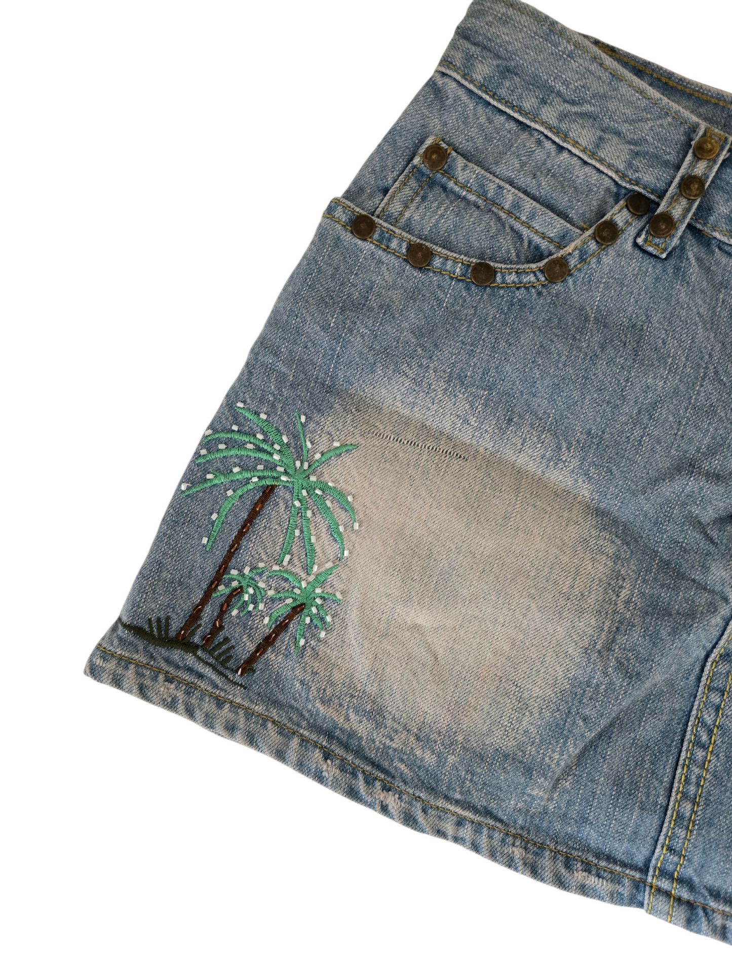 2000s vintage denim fairy sequin low rise denim skirt