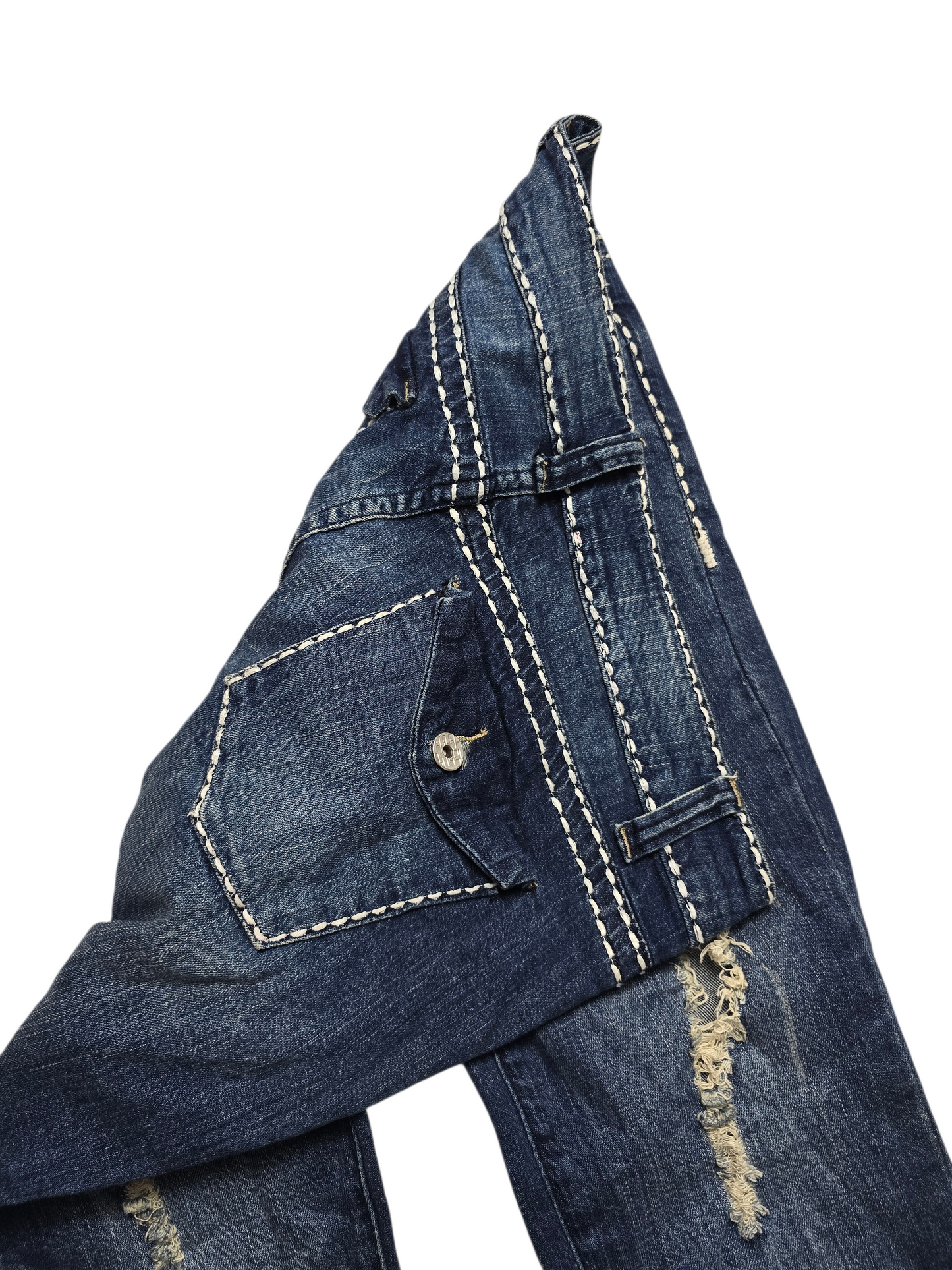 00s vintage coquette distressed denim bootcut pants