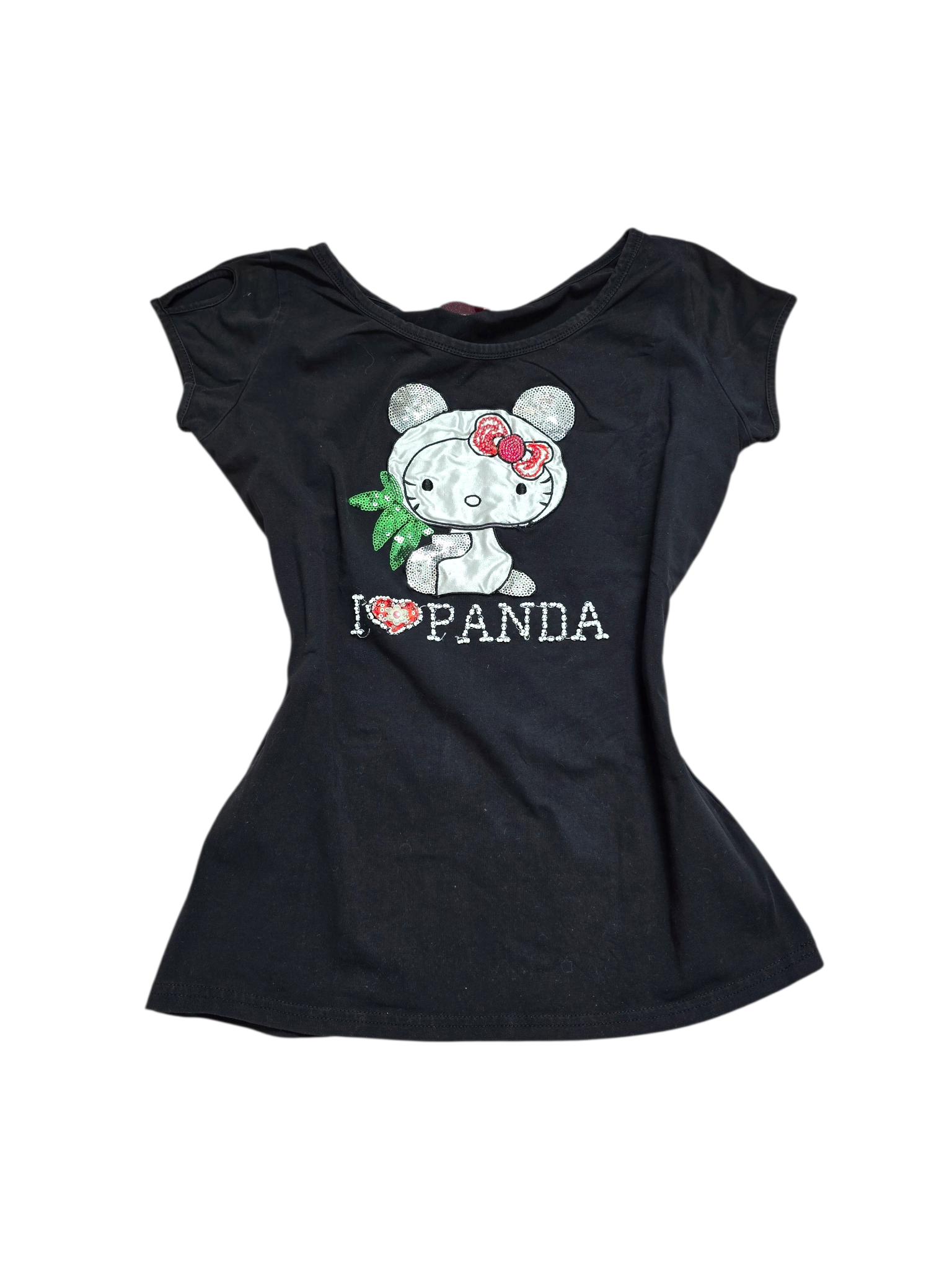 00s vintage Hello kitty embroidery dark coquette fitted top - zimfriperie