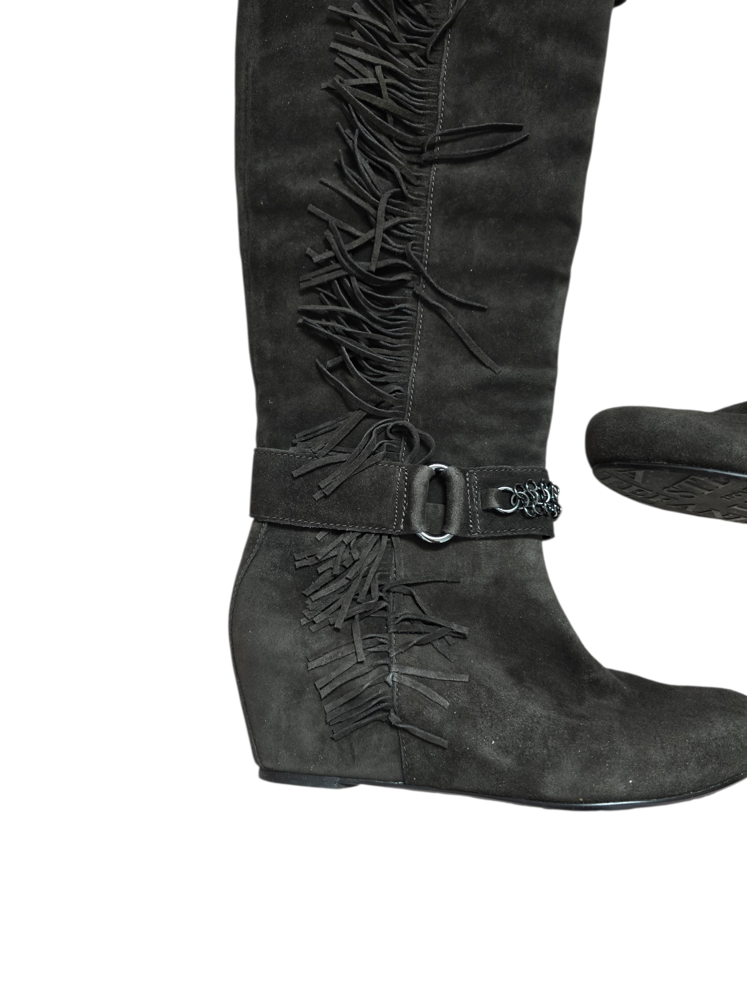 00s vintage cowgirl fringes wedge boots - zimfriperie