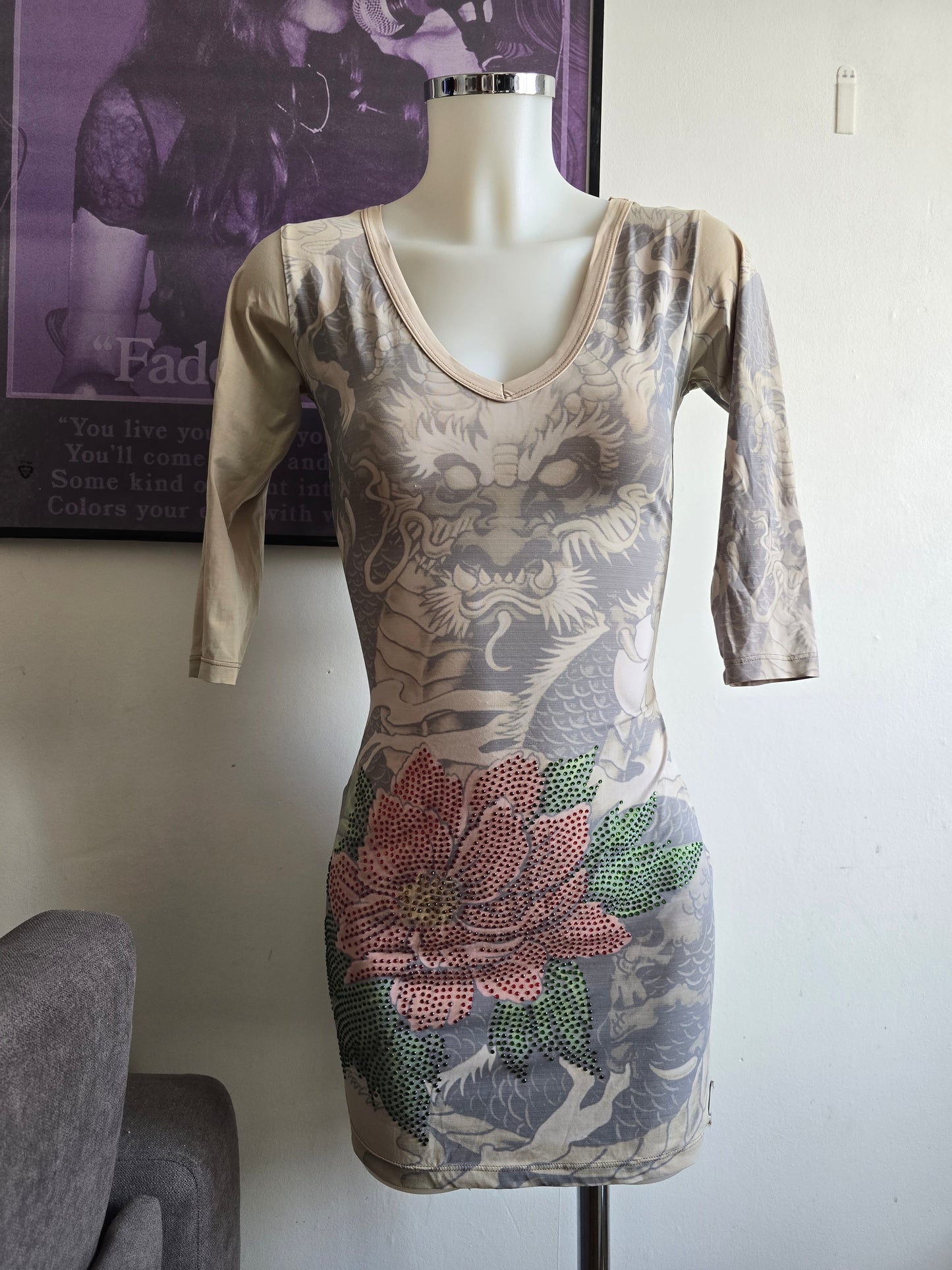 2000s vintage fitted strass bro hoe dress