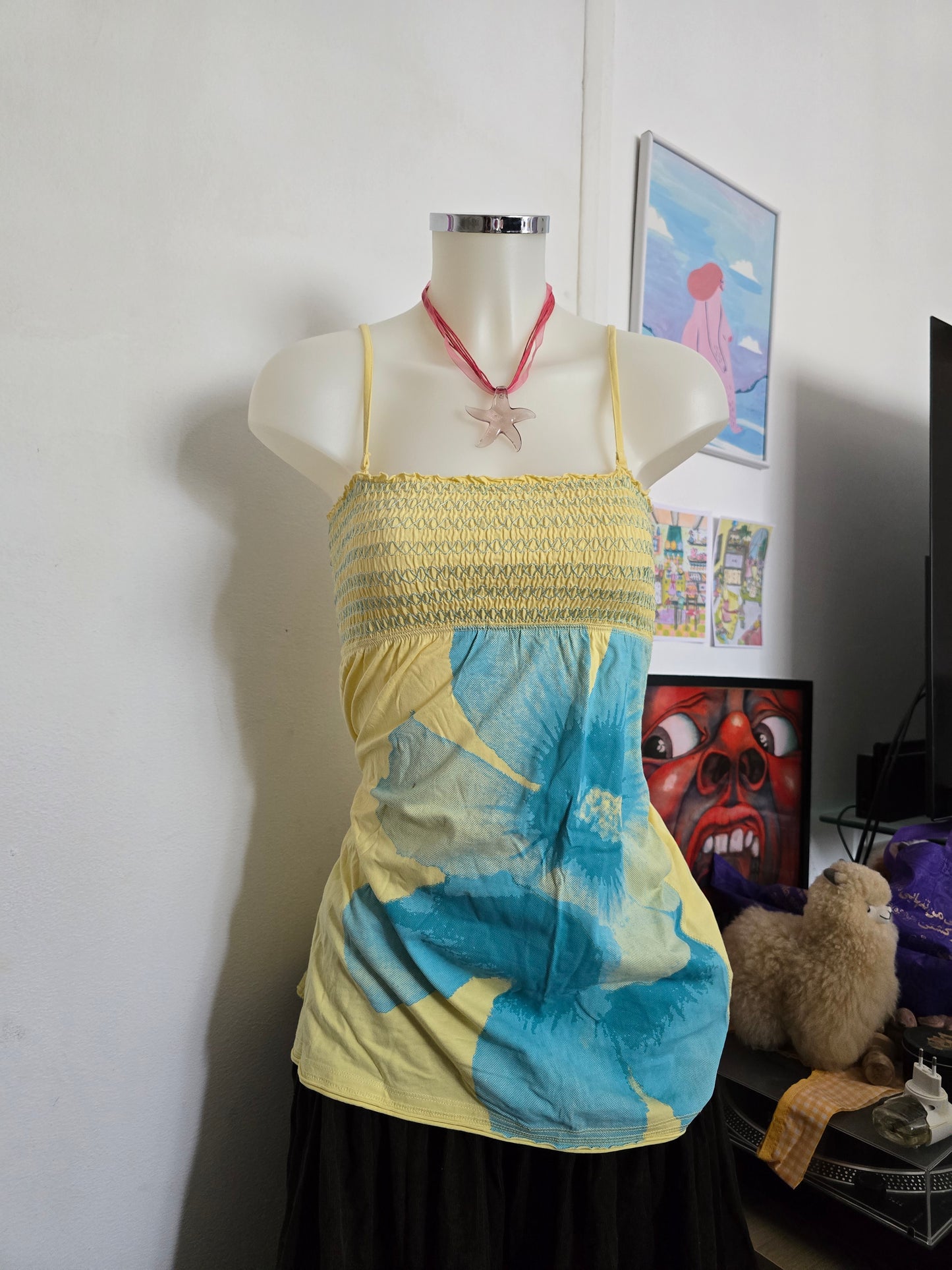 Y2k vintage beachwear hibiscus top