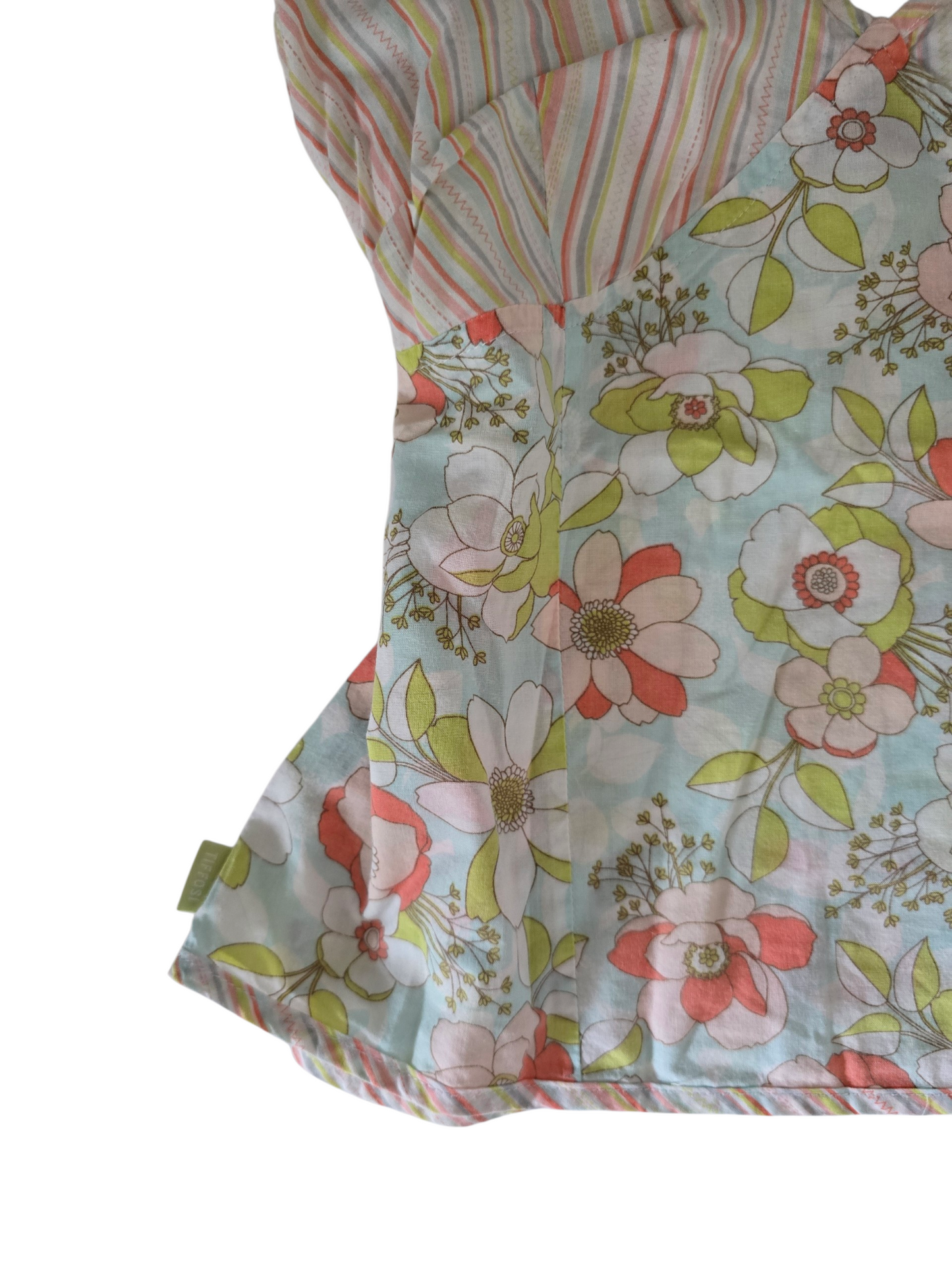2000s vintage whimsical fairy striped flowers babydoll top