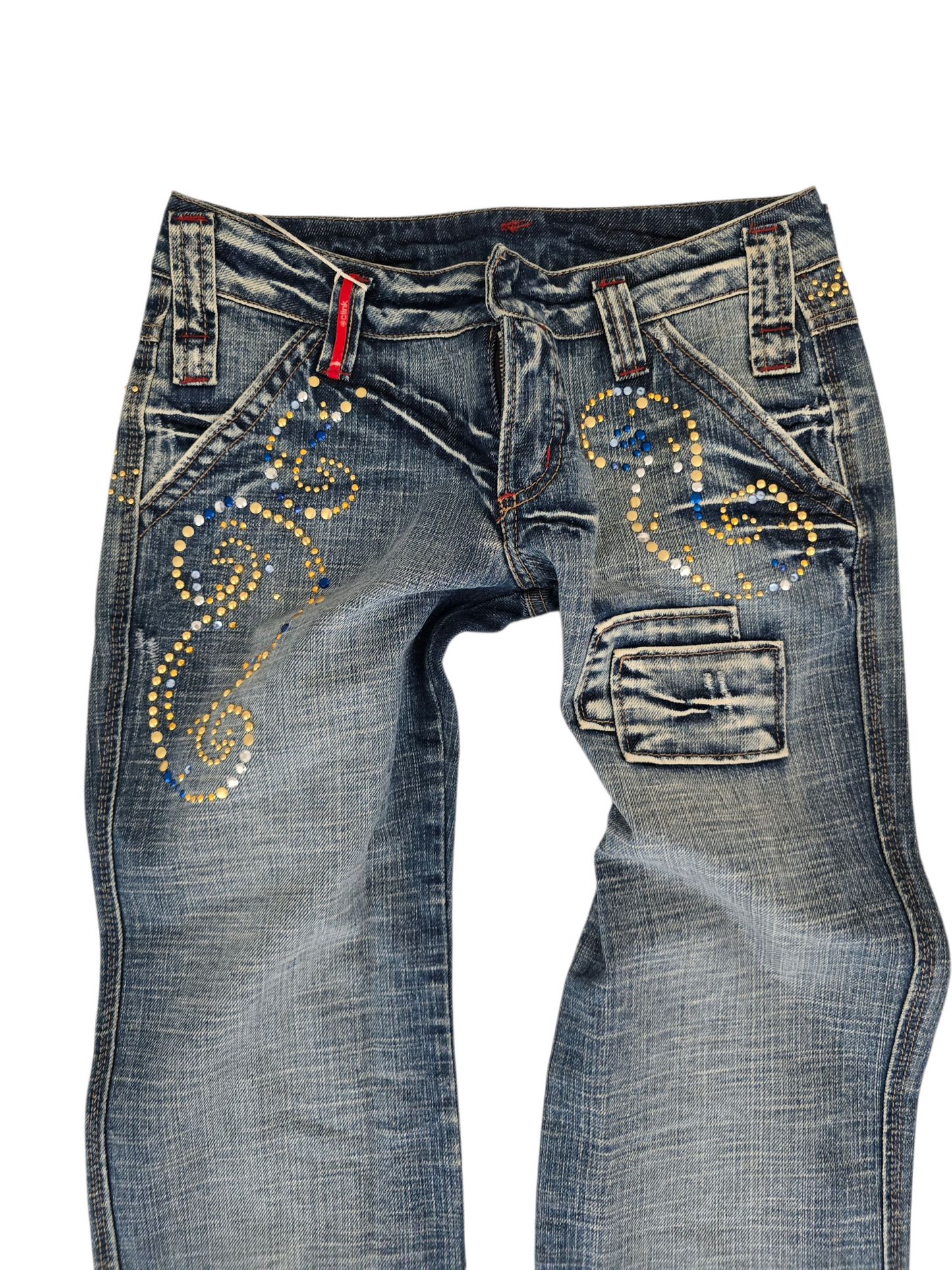 2000s vintage bootcut low rise mcbling studded jean