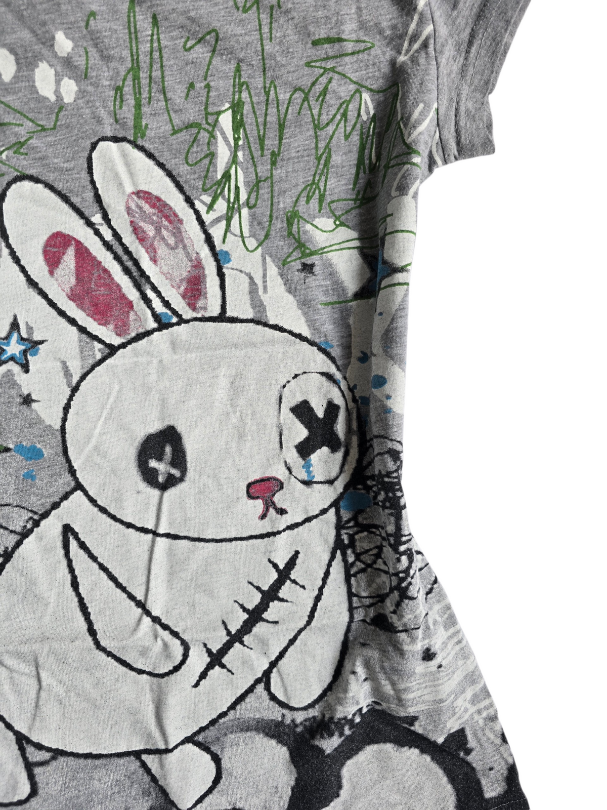 2000s vintage scene emo grey printed top