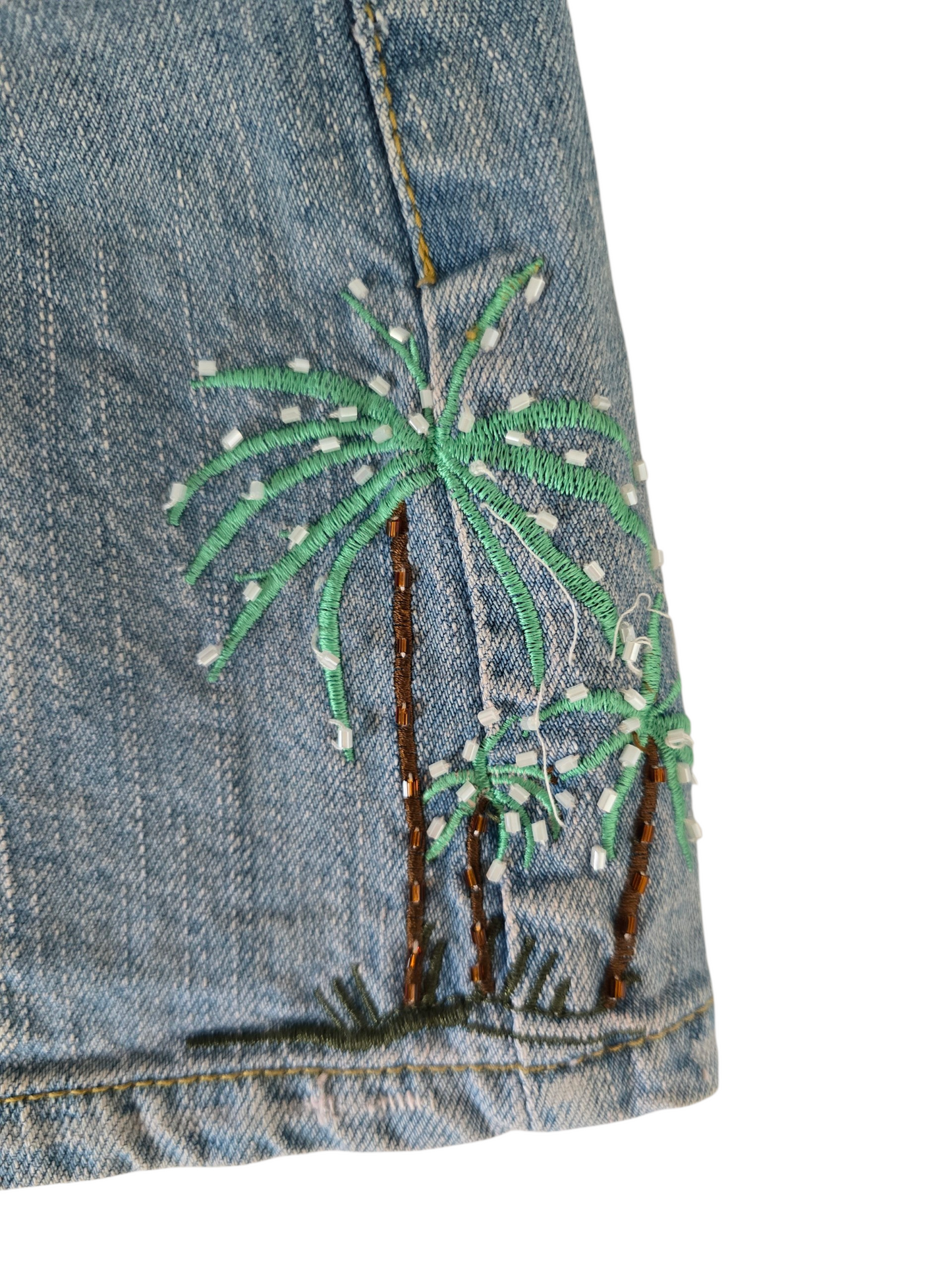 2000s vintage denim fairy sequin low rise denim skirt