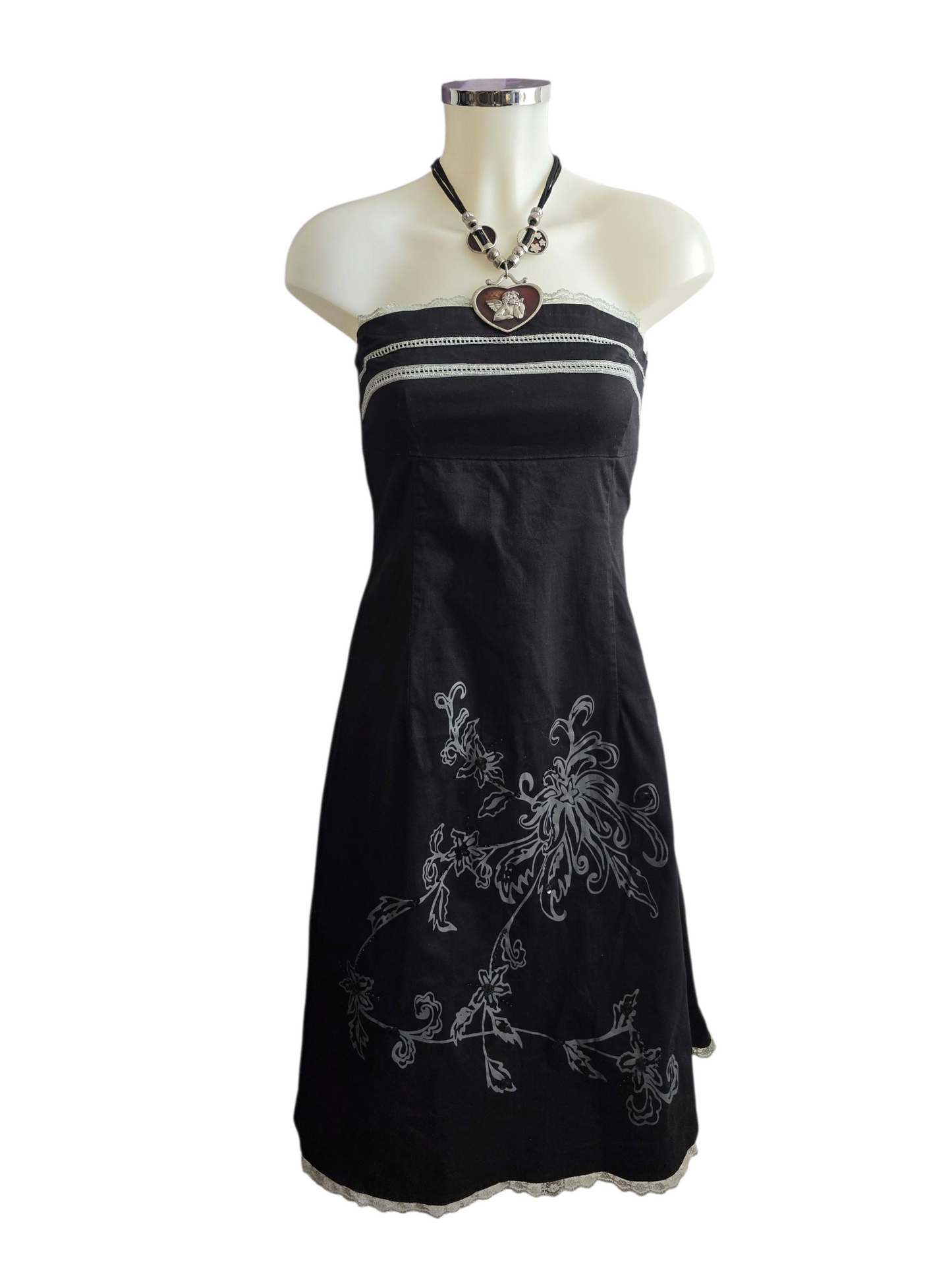 90s vintage dark coquette lace strapless dress
