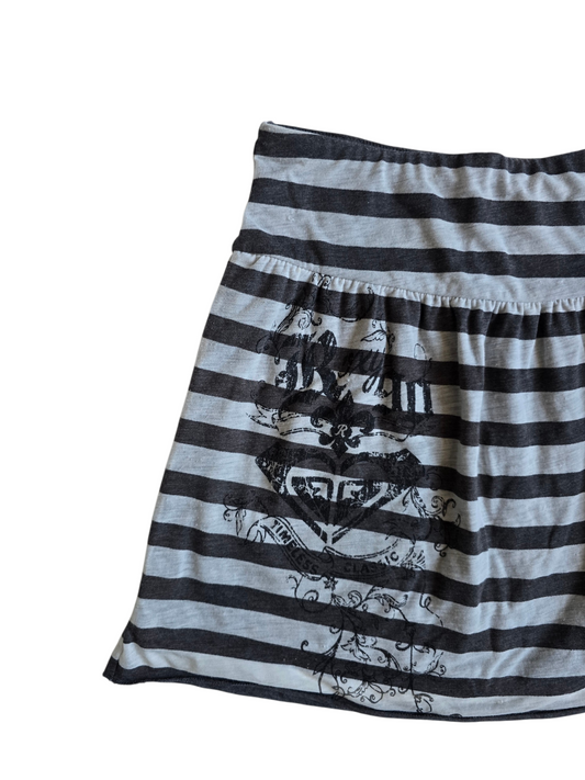 2000s vintage emo scene striped grey skirt