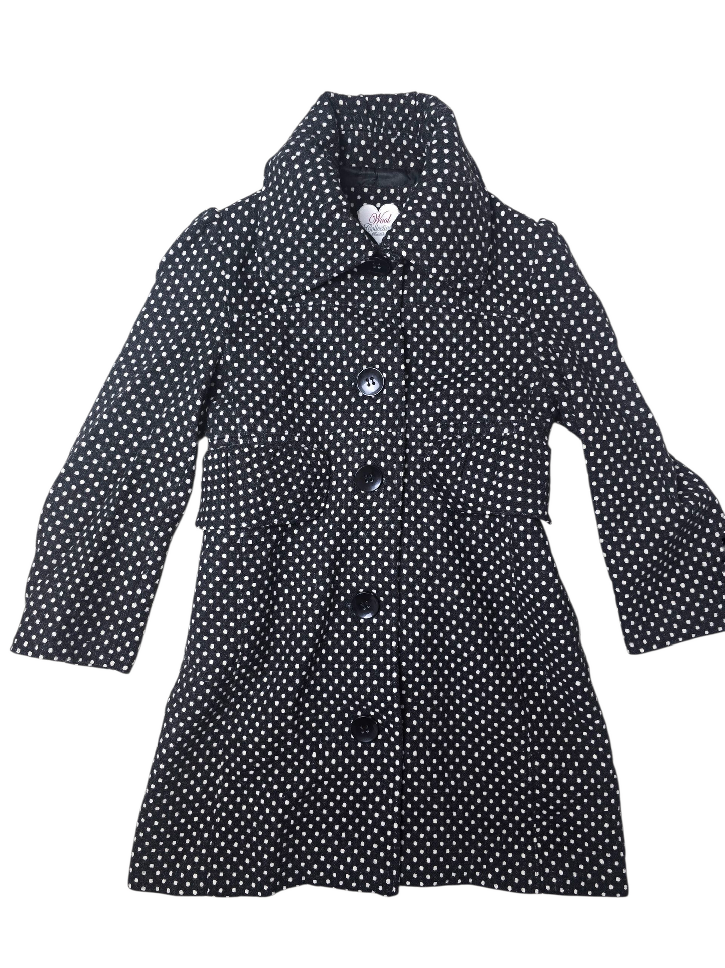 00s vintage coquette downtown girl polka dot peacoat