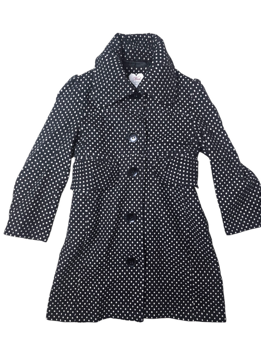 00s vintage coquette downtown girl polka dot peacoat