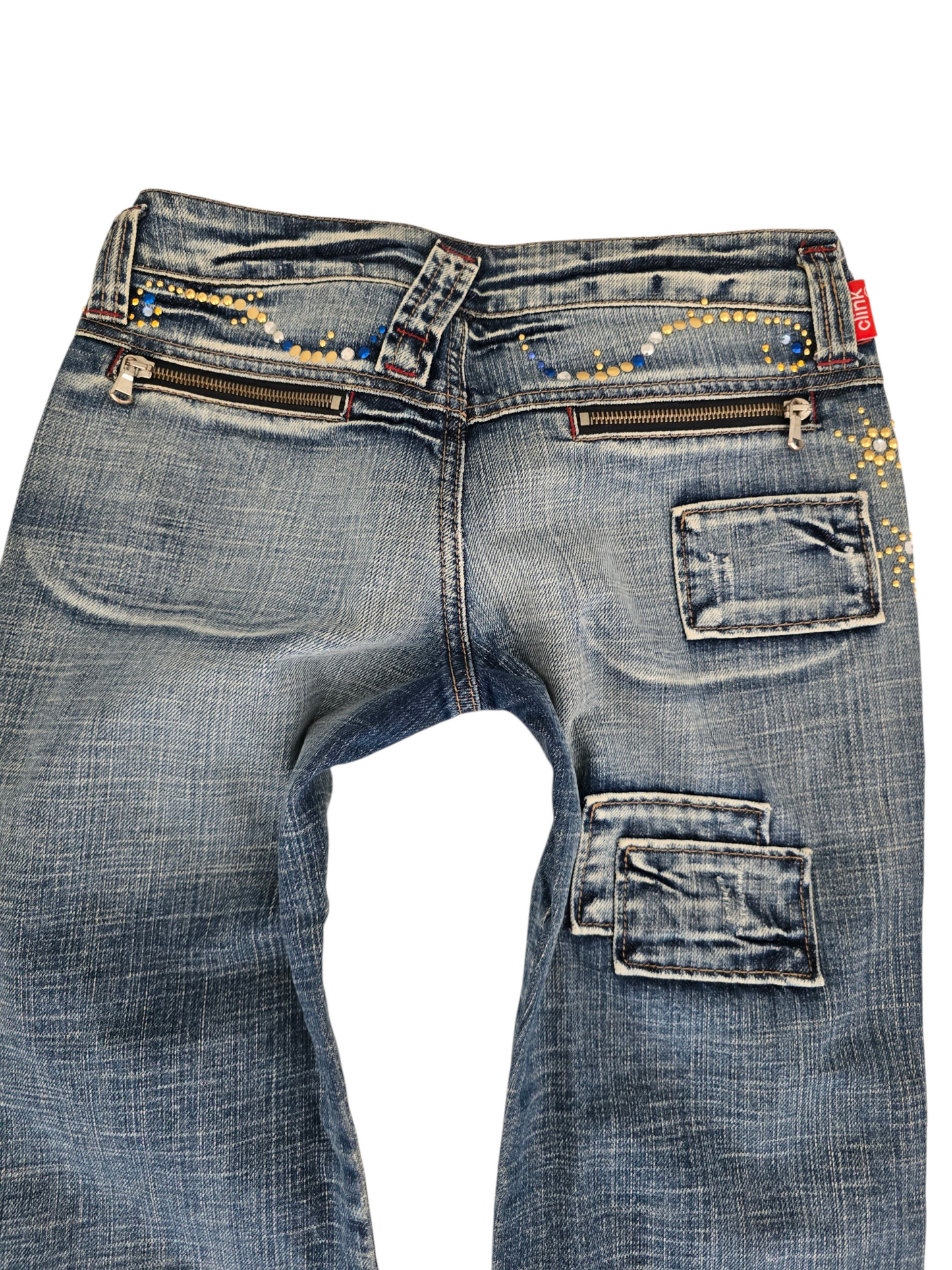 2000s vintage bootcut low rise mcbling studded jean