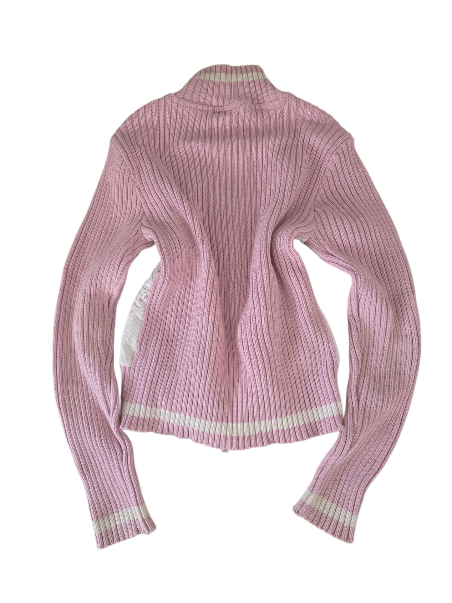00s vintage ribbed softgrunge pink zip sweater - zimfriperie
