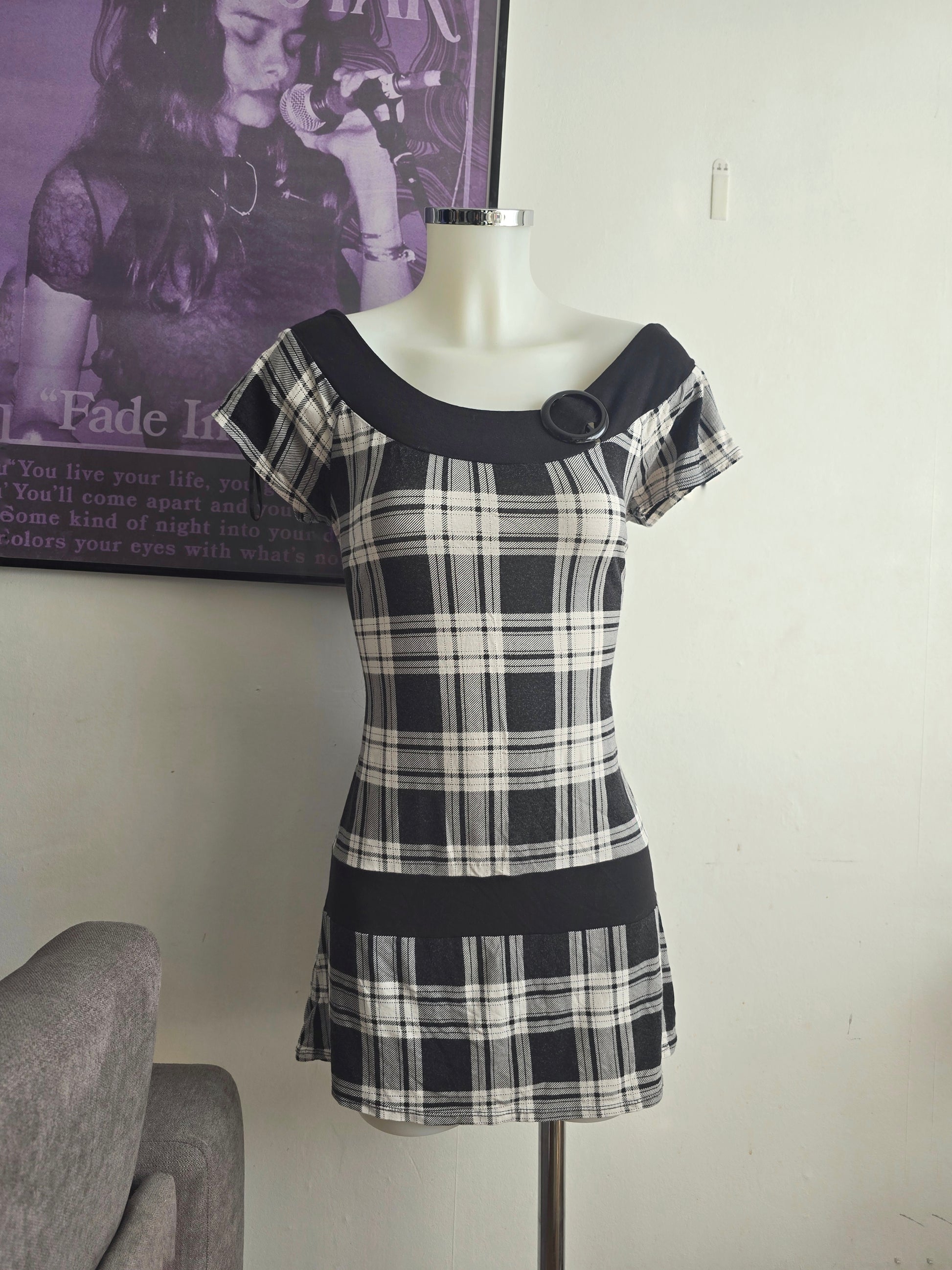 Dress vintage robe plaid carreaux 2000s coquette downtown girl twee