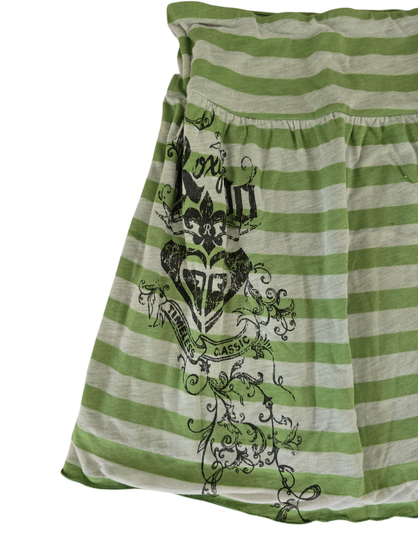 2000s vintage indie sleaze scene striped green skirt