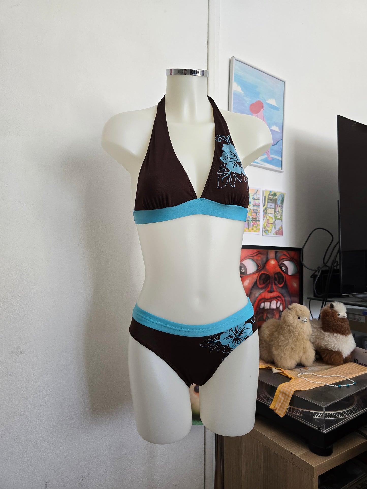 90s beachwear hibiscus swimsuit