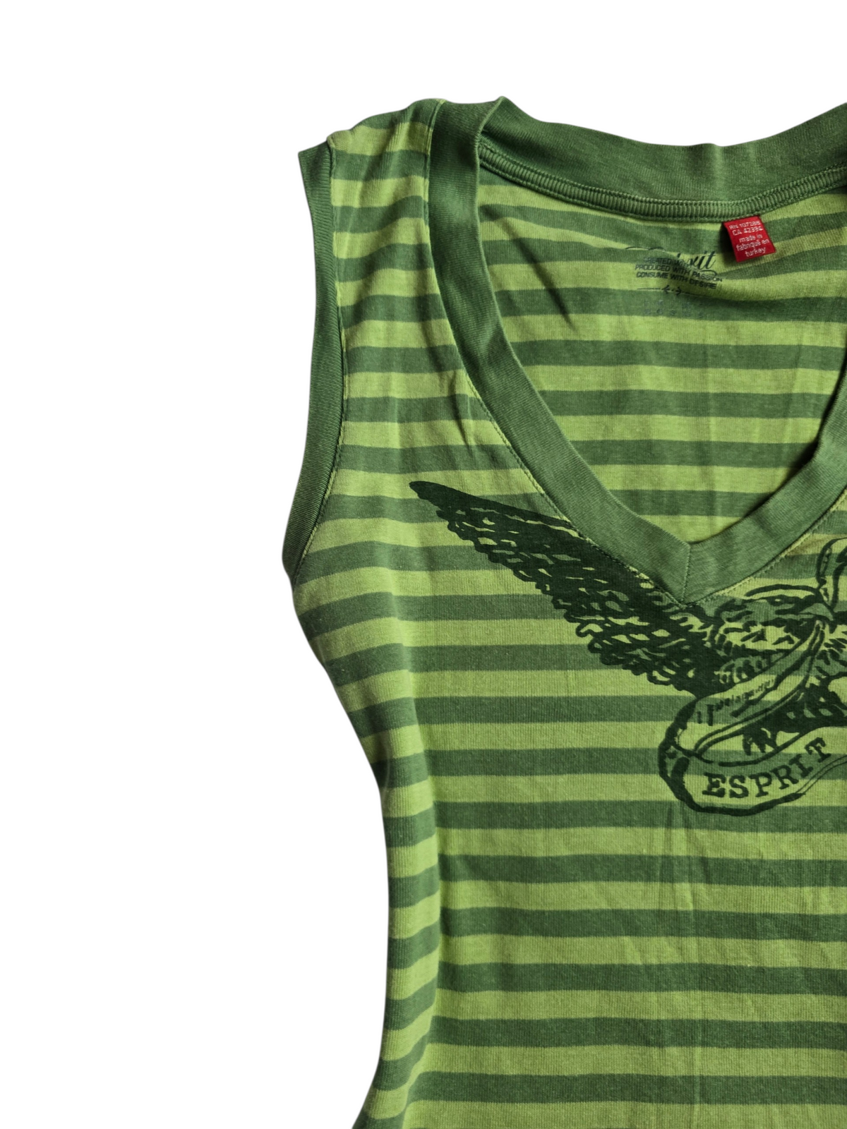 2000s vintage indie sleaze striped green top
